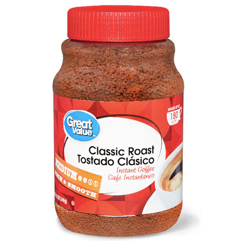 Great Value Classic Roast Instant Coffee, Medium Roast, 12 oz - Water Butlers