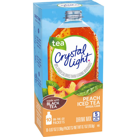 Crystal Light Peach Iced Tea Flavored Powdered Drink Mix, Water Flavoring, 10 Ct