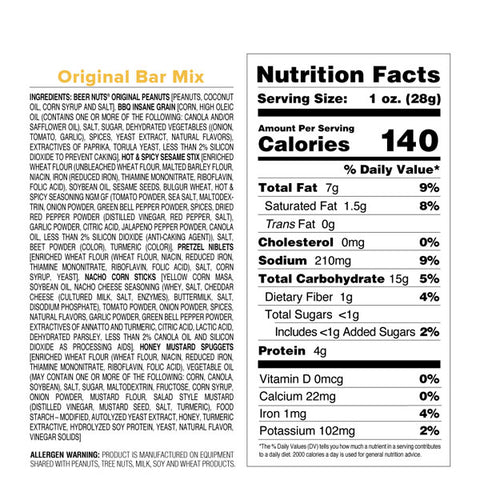Beer Nuts Snacks Original Bar Mix, 20 Oz