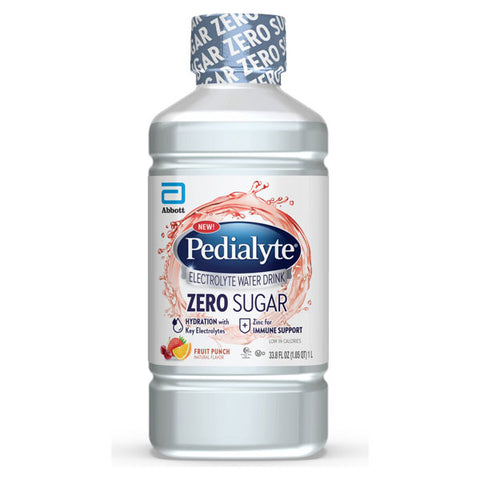 Pedialyte Electrolyte Water with Zero Sugar, Fruit Punch, 33.8 Fl Oz.