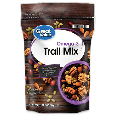 Great Value Omega3 Trail Mix, 22 Oz. - Water Butlers
