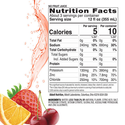 Pedialyte Electrolyte Water with Zero Sugar, Fruit Punch, 33.8 Fl Oz.