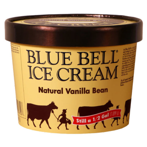 Blue Bell Natural Vanilla Bean Ice Cream, 0.5 gal