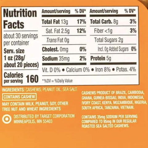 Good & Gather™ Lightly Salted Roasted Whole Cashews, 30oz