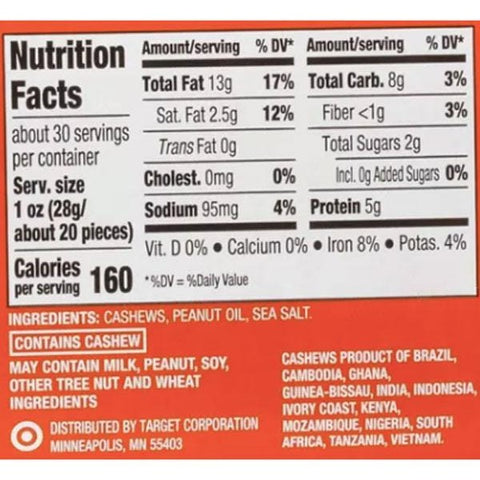 Good & Gather™ Sea Salt Roasted Whole Cashews, 30oz