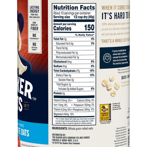 Quaker Oats, Quick 1, Minute Oatmeal, 18 oz