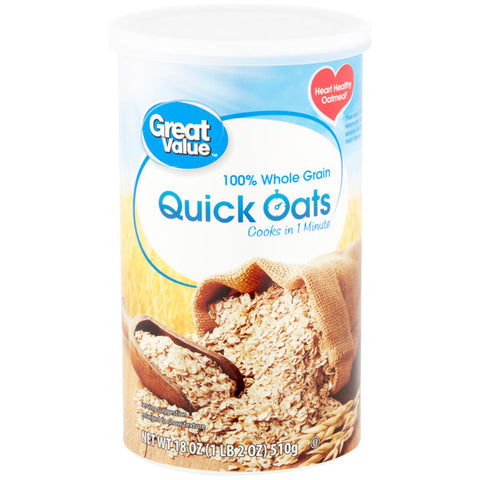 Great Value Quick Oats, 18 oz.