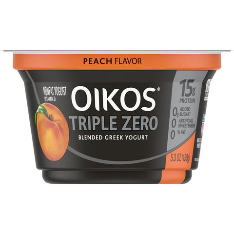 Dannon Oikos Triple Zero Peach Greek Yogurt, 5.3 Oz.