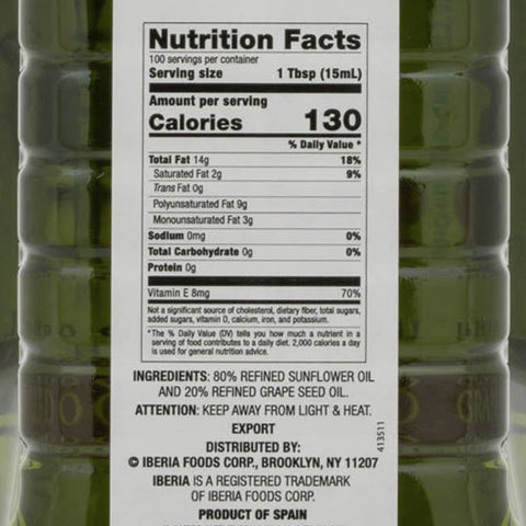 Iberia Sunflower Oil & Grape Seed Oil, 51 fl oz - Water Butlers