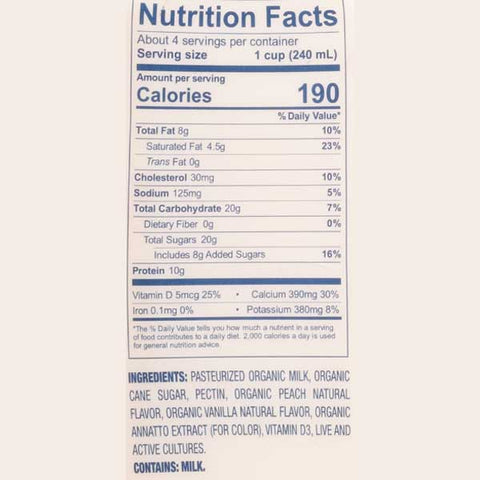 Lifeway Organic Kefir Peaches And Cream Cultured Whole Milk, 32 oz - Water Butlers