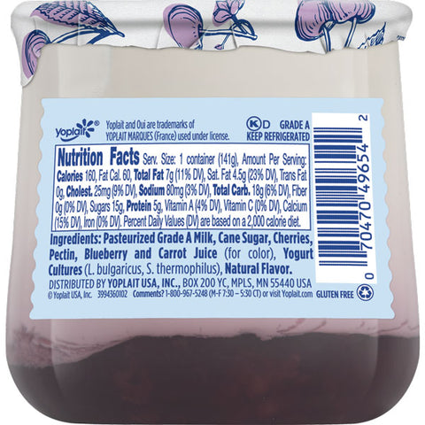 Oui by Yoplait French Style Yogurt, Black Cherry, 5 oz
