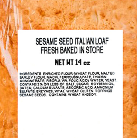 Freshness Guaranteed Sesame Seed Italian Bread Loaf, Fresh Baked In Store