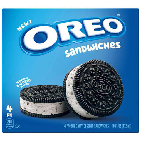Oreo Sandwiches Dairy Dessert Ice Cream, 4 Count