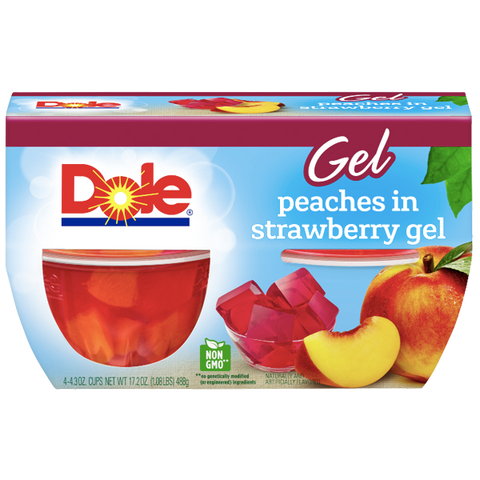 Dole Fruit Bowls, Peaches in Strawberry Gel, 4 Cups - Water Butlers