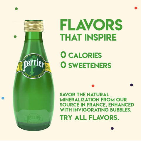 Perrier Carbonated Mineral Water Glass Bottles 11.15 Fl Oz. 4Ct - Water Butlers