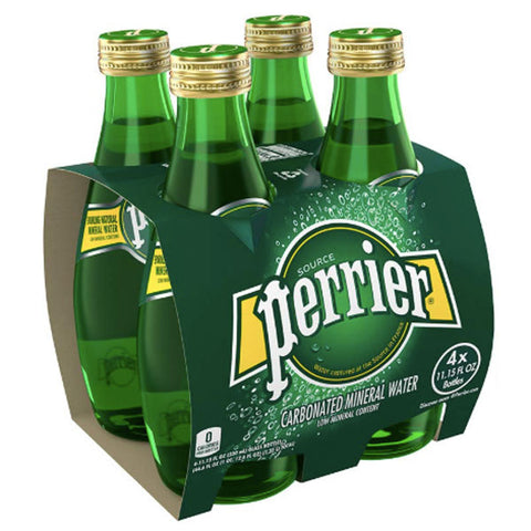 Perrier Carbonated Mineral Water Glass Bottles 11.15 Fl Oz. 4Ct - Water Butlers