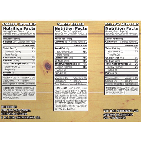 Heinz Ketchup, Sweet Relish & Yellow Mustard Picnic Pack, 54 oz.