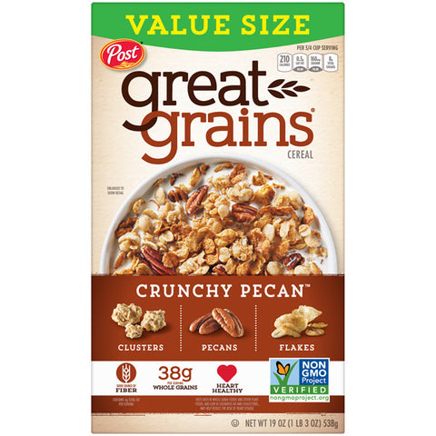 Post Great Grains Crunchy Pecan Breakfast Cereal, Family Size, 19 oz