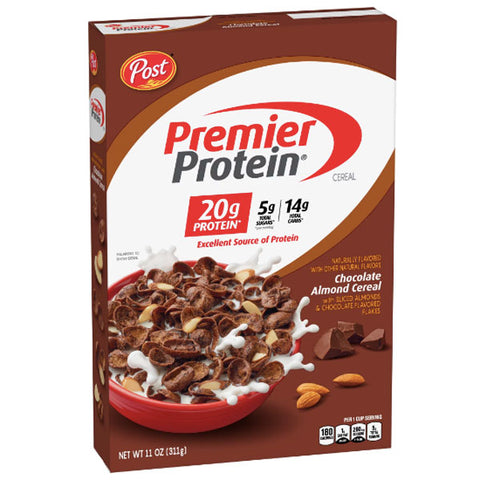 Premier Protein Chocolate Almond Breakfast Cereal, High Protein Cereal, Made with real almonds, 11 oz