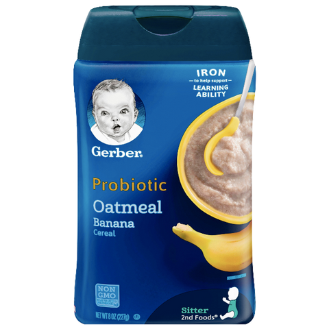 Gerber Single Baby Cereal, Probiotic Oatmeal Banana - 8oz - Water Butlers