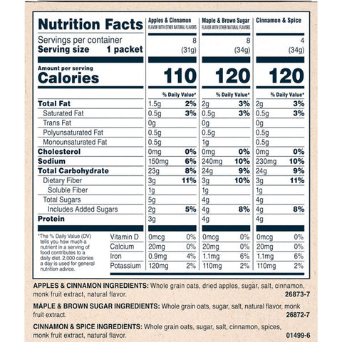 Quaker Instant Oatmeal, Lower Sugar Variety Pack Value Pack, 20 Ct