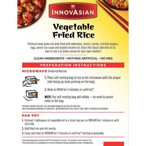 InnovAsian Frozen Vegetable Fried Rice, 18 oz - Water Butlers