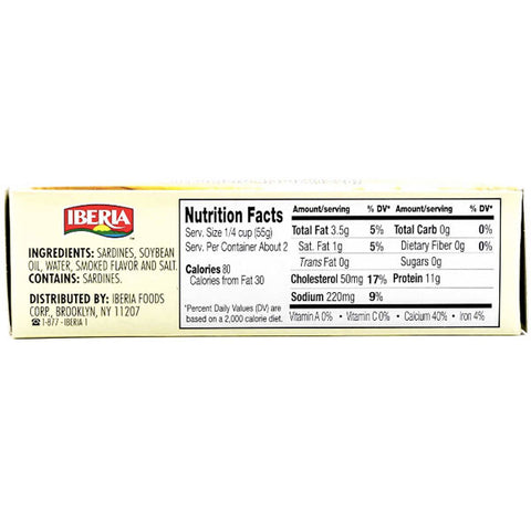 Iberia Lightly Smoked Sardines in Soybean Oil, 4.3 oz - Water Butlers