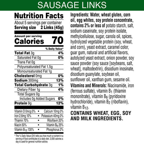 MorningStar Farms, Original Veggie Breakfast Sausage Links, 8 Oz