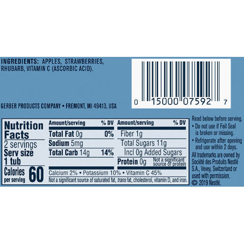 Gerber 2nd Foods Baby Food Apple Strawberry Rhubarb, 4oz, 2 Ct