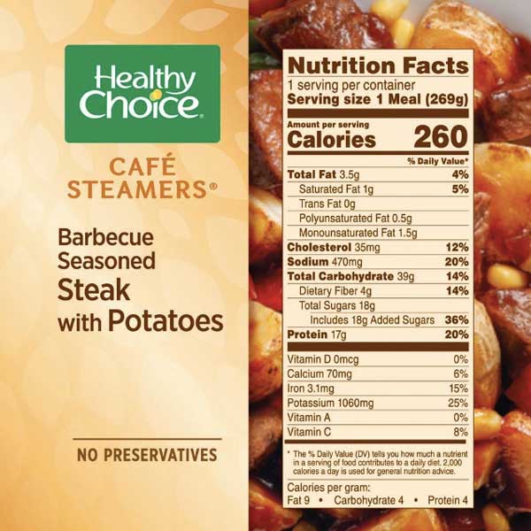 Healthy Choice Barbecue Seasoned Steak with Potatoes, 9.5 oz - Water Butlers