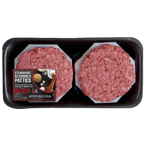 Steakhouse Seasoned Ground Beef Patties, 1.33 lb, 4 Count - Water Butlers