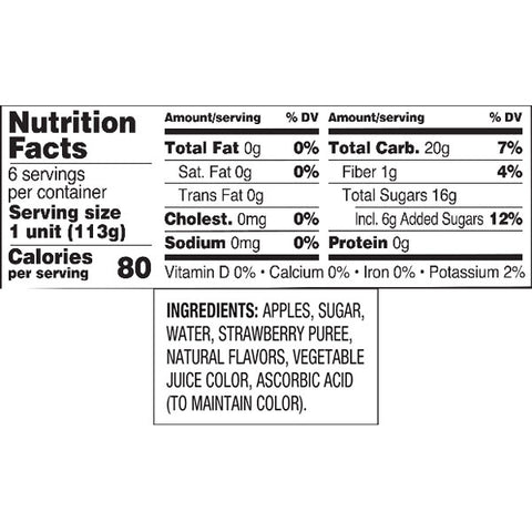 Great Value Strawberry Applesauce, 4 oz, 6 Ct - Water Butlers