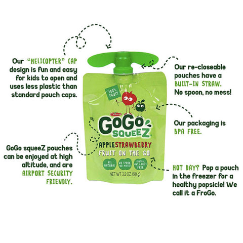 GoGo squeeZ Applesauce Strawberry 3.2oz, 4 Ct - Water Butlers