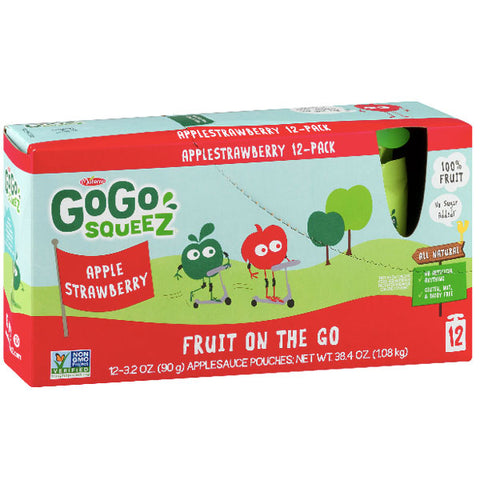 GoGo squeeZ Applesauce, Strawberry 3.2oz, 12 Ct - Water Butlers