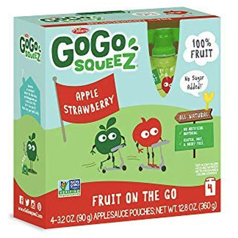 GoGo squeeZ Applesauce Strawberry 3.2oz, 4 Ct - Water Butlers