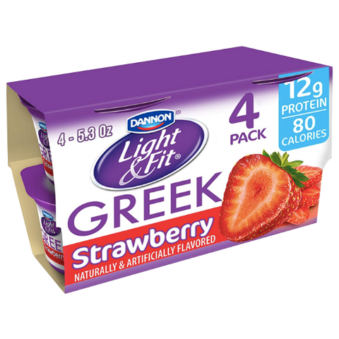 Dannon Light & Fit Greek Yogurt, Strawberry, 4Ct - Water Butlers