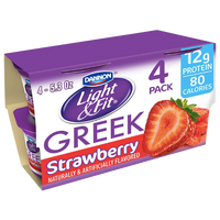 Dannon Light & Fit Greek Yogurt, Strawberry, 4Ct - Water Butlers