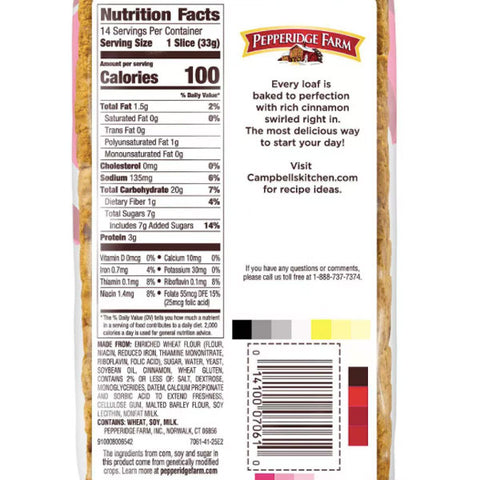 Pepperidge Farm Swirl Cinnamon Breakfast Bread, 16 oz.