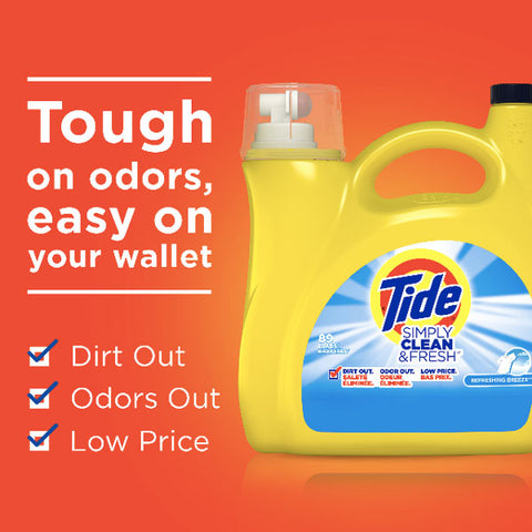 Tide Simply Refreshing Breeze, 89 Loads Liquid Laundry Detergent, 138 oz