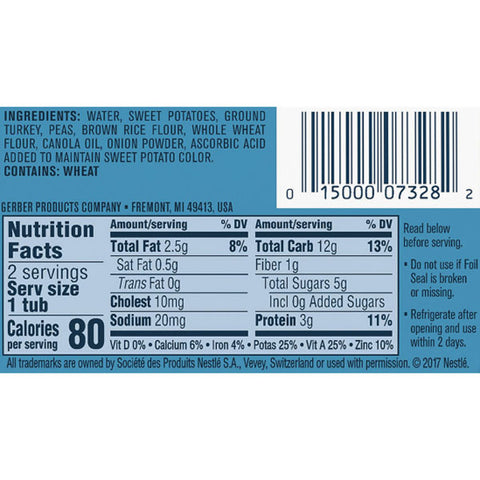 Gerber 2nd Foods Baby Food Turkey Rice, 4oz, 2 Ct