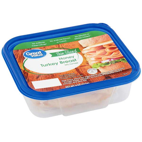 Great Value Thin Sliced Honey Turkey Breast, 9 oz - Water Butlers