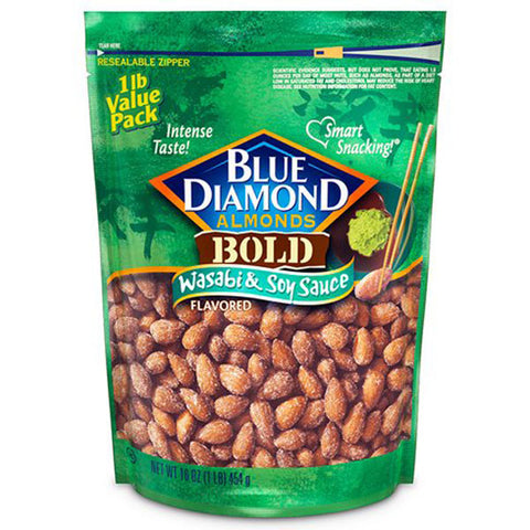 Blue Diamond Almonds, Bold Wasabi & Soy Sauce, 12 oz