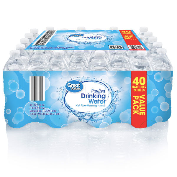 Water Butlers | Great Value Purified Water, 16.9 fl oz, 40 Count