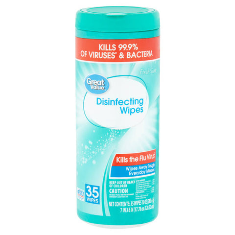 Great Value Fresh Scent Disinfecting Wipes, 35 Count