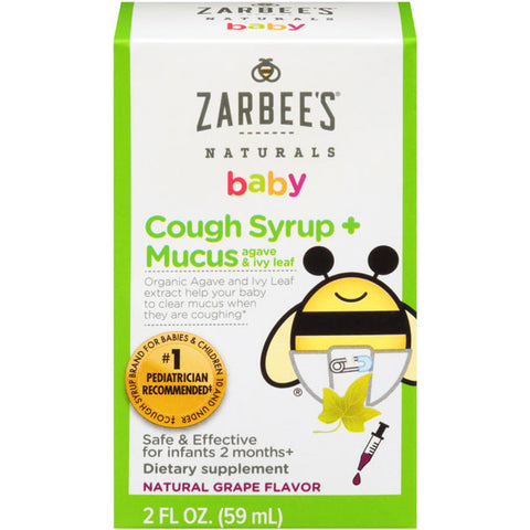 Zarbee's Naturals Baby Cough Syrup + Mucus with Agave & Ivy Leaf, Grape, 2 fl oz
