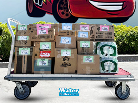 Water Butlers grocery delivery boxes at a Disney World resort hotel