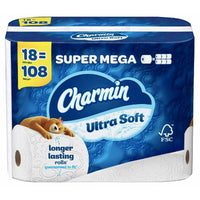 Charmin Ultra Soft Toilet Paper 12 Super Mega Rolls, 366 Sheets