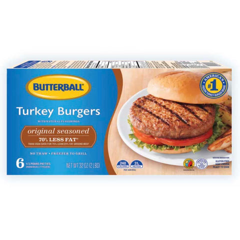 Butterball Seasoned Turkey Burgers, 32oz, 6 Count