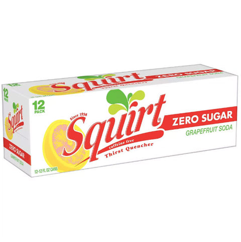 Squirt Zero Sugar Grapefruit Soda 12 fl oz Cans, 12 Count