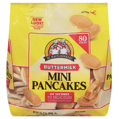 De Wafelbakkers Frozen Mini Buttermilk Pancakes, 80 Count